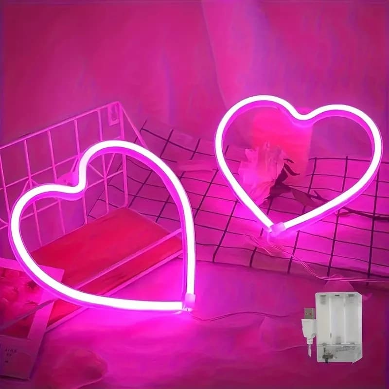 Heart Shape Atmosphere Led Neon Light Sign Wall Mounted Night Light For Valentine's Day wedding Bar Bedroom Living Room